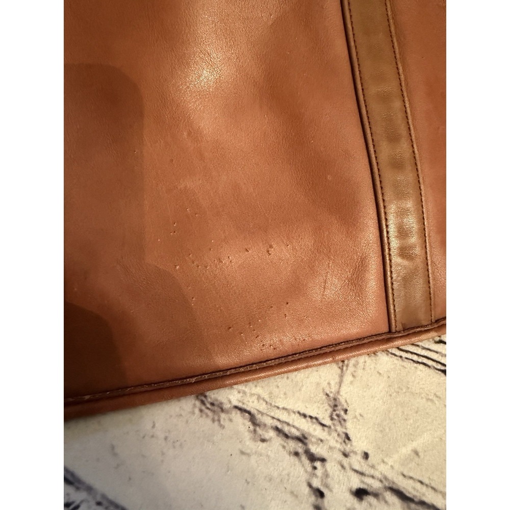 vintage Coach leather tote bag purse handbag Xlarge Brown 2 Tone - Picture 3 of 11